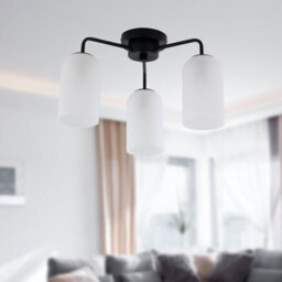 First Choice Lighting Set Of 2 Victoria - Black Semi Flush Ceiling Lights Frost Glass Shades - thumbnail 4