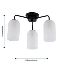 First Choice Lighting Set Of 2 Victoria - Black Semi Flush Ceiling Lights Frost Glass Shades - thumbnail 5
