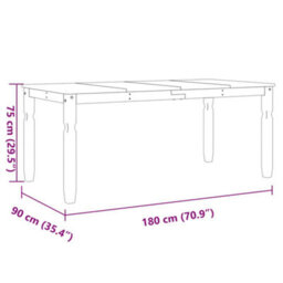 Berkfield Dining Table Corona 180X90X75 Cm Solid Wood Pine - thumbnail 8