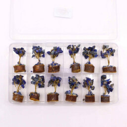 Serenityy Mini Sodalite Gemstone Tree On Wood Base - 15 Stones - 6 Cm Decorative Ornament - thumbnail 3