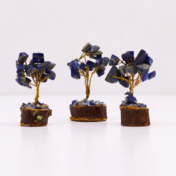 Serenityy Mini Sodalite Gemstone Tree On Wood Base - 15 Stones - 6 Cm Decorative Ornament - thumbnail 4
