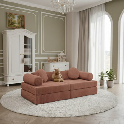 Living Room Upholstered Bench With Foam Core, Freestanding Design Plus Loose Back Cushions 130 X 65 X 43 Red - image 1