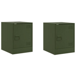 Berkfield Bedside Cabinets 2 Pcs Olive Green 34.5X39X44 Cm Steel - thumbnail 2