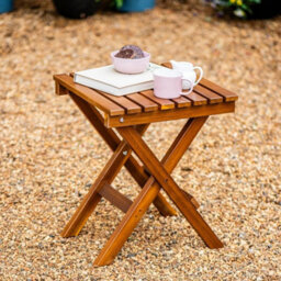 Garden Gear Acacia Folding Side Table Outdoor Garden Patio Wooden Table - thumbnail 2