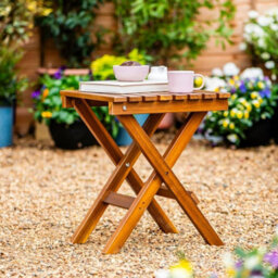 Garden Gear Acacia Folding Side Table Outdoor Garden Patio Wooden Table - thumbnail 3