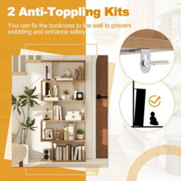 5-Tier Geometric S-Shaped Bookcase Natural - thumbnail 3