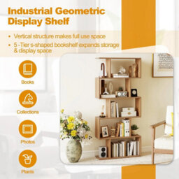 5-Tier Geometric S-Shaped Bookcase Natural - thumbnail 5