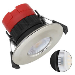 Long Life Lamps Company 8W Led Fire Rated Brushed Chrome Recessed Downlights Dimmable Colour Switching Cct Ip65 Frdlbc8W - thumbnail 3
