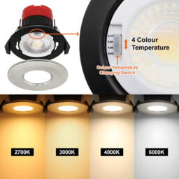Long Life Lamps Company 8W Led Fire Rated Brushed Chrome Recessed Downlights Dimmable Colour Switching Cct Ip65 Frdlbc8W - thumbnail 4