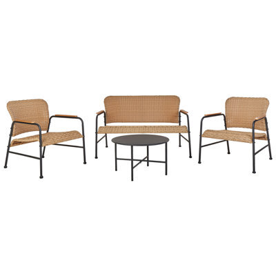 Beliani Garden Lounge Set With Table 4 Seater Ofanto Pe Rattan Natural - image 1