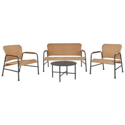 Beliani Garden Lounge Set With Table 4 Seater Ofanto Pe Rattan Natural - thumbnail 1