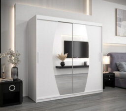 Arte Elypse Contemporary 2 Mirrored Sliding Door Wardrobe 9 Shelves 2 Rails White (H)2000mm (W)2000mm (D)620mm - thumbnail 2