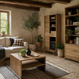 Wyld Haus Athens Natural Oak Wood-Effect Square Coffee Table With Shelf - thumbnail 2
