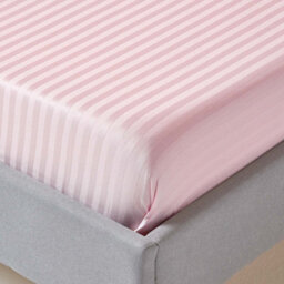 Homescapes Pink Egyptian Cotton Satin Stripe Flat Sheet 330 Tc, Super King - thumbnail 2