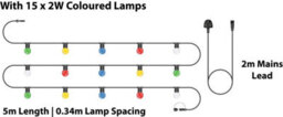 Eagle Connect Festoon Black Rubber Ip44 5M/15X2W Coloured Lamps - thumbnail 2