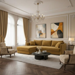Orea L Shape Corner Sofa Bed With 2 Storage Containers Sleeping Function 227 150Cm Fabric Upholstered Settee Mustard Left