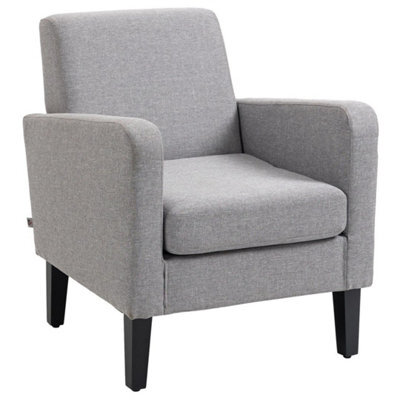 Modern Armchair Accent Chair With Rubber Wood Legs For Bedroom Light Grey - image 1