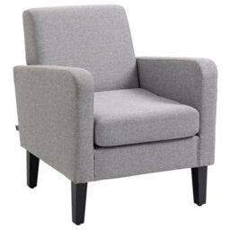 Modern Armchair Accent Chair With Rubber Wood Legs For Bedroom Light Grey - thumbnail 1