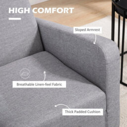 Modern Armchair Accent Chair With Rubber Wood Legs For Bedroom Light Grey - thumbnail 5