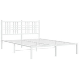 Berkfield Metal Bed Frame Without Mattress With Headboard White 120X190Cm - thumbnail 3