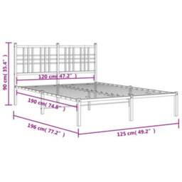 Berkfield Metal Bed Frame Without Mattress With Headboard White 120X190Cm - thumbnail 8