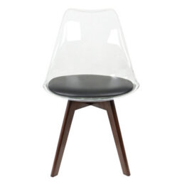 Fusion Living Soho Clear And Black Plastic Dining Chair With Squared Dark Wood Legs - thumbnail 7