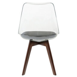 Fusion Living Soho Clear And Black Plastic Dining Chair With Squared Dark Wood Legs - thumbnail 4