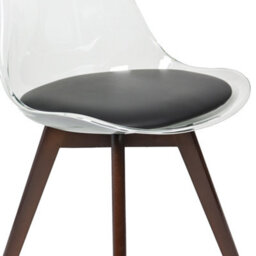 Fusion Living Soho Clear And Black Plastic Dining Chair With Squared Dark Wood Legs - thumbnail 3
