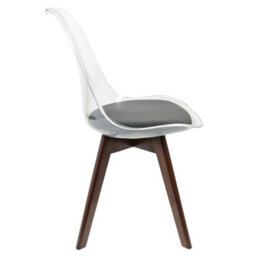 Fusion Living Soho Clear And Black Plastic Dining Chair With Squared Dark Wood Legs - thumbnail 6