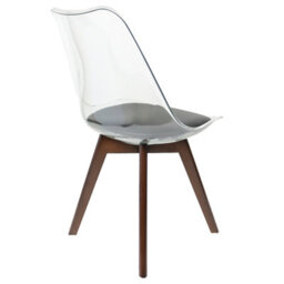 Fusion Living Soho Clear And Black Plastic Dining Chair With Squared Dark Wood Legs - thumbnail 5