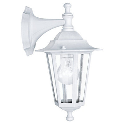Britalia Br22462 Matt White & Clear Glass Panel Outdoor Vintage Down Lantern Wall Light - Ip44 - 35Cm Height - image 1