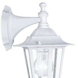 Britalia Br22462 Matt White & Clear Glass Panel Outdoor Vintage Down Lantern Wall Light - Ip44 - 35Cm Height - thumbnail 2