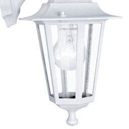 Britalia Br22462 Matt White & Clear Glass Panel Outdoor Vintage Down Lantern Wall Light - Ip44 - 35Cm Height - thumbnail 3