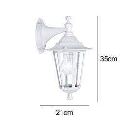 Britalia Br22462 Matt White & Clear Glass Panel Outdoor Vintage Down Lantern Wall Light - Ip44 - 35Cm Height - thumbnail 5
