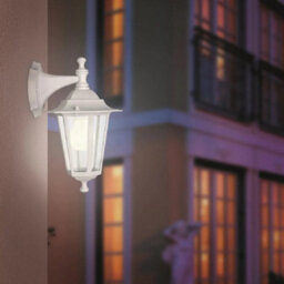 Britalia Br22462 Matt White & Clear Glass Panel Outdoor Vintage Down Lantern Wall Light - Ip44 - 35Cm Height - thumbnail 4
