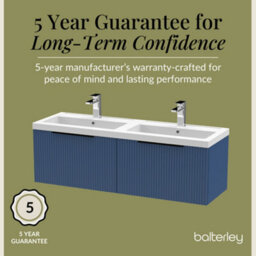 Balterley Fluted Front Wall Hung 2-Drawer Bathroom Vanity Unit With Double Basin, 1200mm, Satin Blue, Black Handles - thumbnail 6