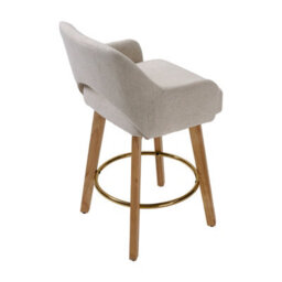 Living And Home Set Of 2 Beige Swivel Chenille Upholstered Bar Stools With Wooden Legs - thumbnail 5