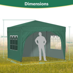 Birchtree Waterproof 3M X 3M Heavy Duty Pop Up Gazebo Marquee Garden Awning Party Tent Canopy 600D Polyester Steel Frame Green - thumbnail 4
