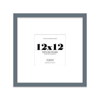 "12X12"" Grey Picture Frame - 12X12"" Square Frame With 9X9"" Mount For 12X12""/9X9"" Pictures Moderrn Style Thin Edge, 1 Pack" - image 1