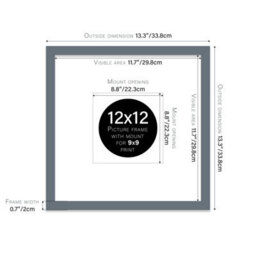 "12X12"" Grey Picture Frame - 12X12"" Square Frame With 9X9"" Mount For 12X12""/9X9"" Pictures Moderrn Style Thin Edge, 1 Pack" - thumbnail 2