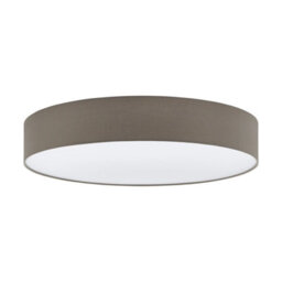 Elegant Flush Ceiling Light In Taupe And White Fabric - E27 Bulb Compatible