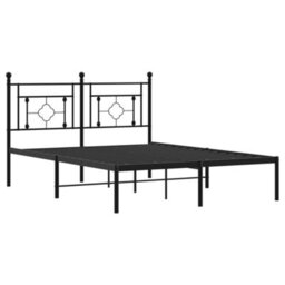 Berkfield Metal Bed Frame Without Mattress With Headboard Black 140X200Cm - thumbnail 4