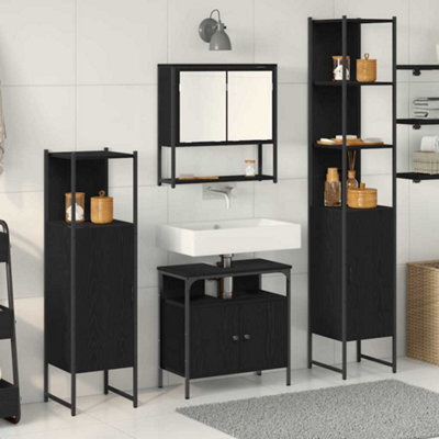 Berkfield 4 Piece Bathroom Furniture Set - Black Oak - image 1