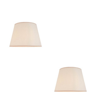 Loops Elegant Vintage White & Almond Fabric Tapered Lamp Shades - 2 Pack Of 40Cm - image 1