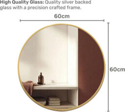 Mood Premium Round Bathroom Mirror Gold Framed Wall Mounted, Circle Frame Modern & Stylish (60Cm X 60Cm) - thumbnail 2