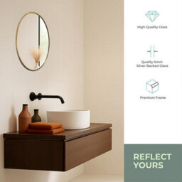 Mood Premium Round Bathroom Mirror Gold Framed Wall Mounted, Circle Frame Modern & Stylish (60Cm X 60Cm) - thumbnail 3