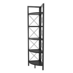 Decorotika Remo Corner Bookcase Shelving Unit Black Marble Effect & Black - thumbnail 4