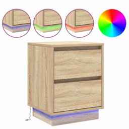 Berkfield Bedside Cabinet With Led Lights Sonoma Oak 39X34.5X50 Cm - thumbnail 4