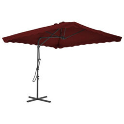 Berkfield Outdoor Parasol With Steel Pole Bordeaux Red 250X250X230 Cm - thumbnail 1