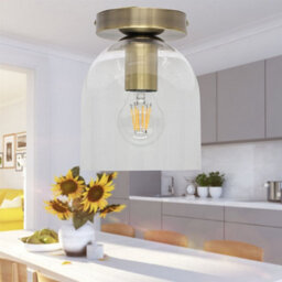 First Choice Lighting Set Of 2 Belten - Glass Cloche Antique Brass Ceiling Light Fittings - thumbnail 5